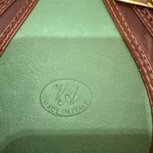 VA Italian Leather Backpack  or shoulder Bag w Green and Brown Accents